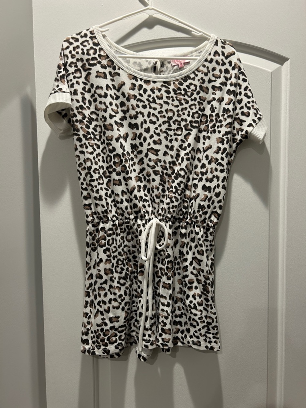 Pink Lily White Leopard Print Short Sleeve romper